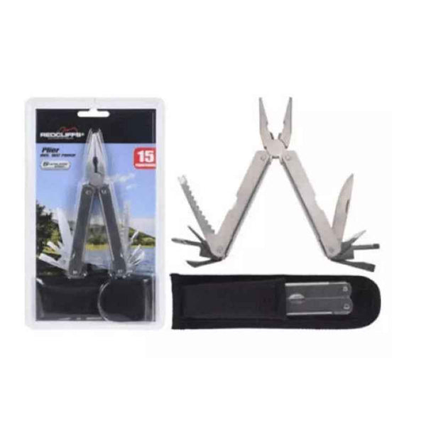 Camp Master Multi-Function Pliers – 15 Functions, Stainless Steel, 15cm with Nylon Belt Pouch - 1000386