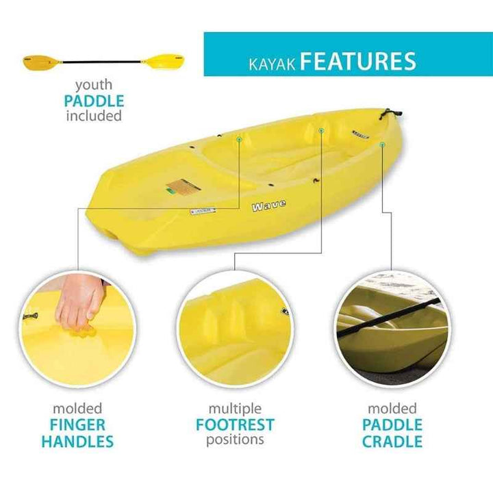 Lifetime 6ft Youth Kayak Wave with Paddle 183cm - Yellow - 1001918