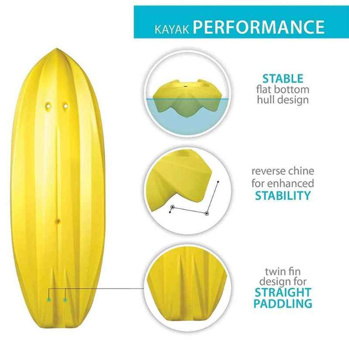 Lifetime 6ft Youth Kayak Wave with Paddle 183cm - Yellow - 1001918