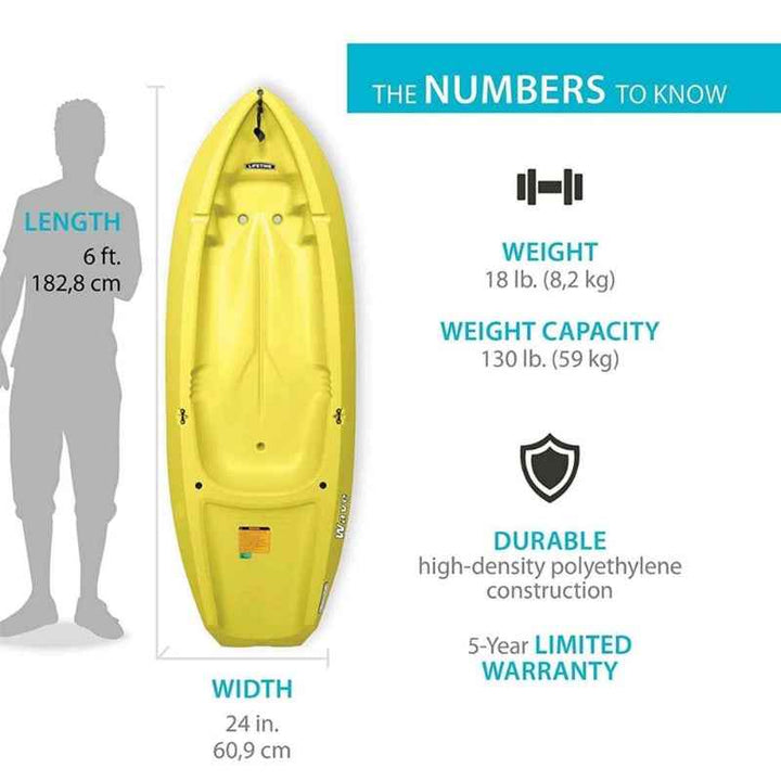 Lifetime 6ft Youth Kayak Wave with Paddle 183cm - Yellow - 1001918