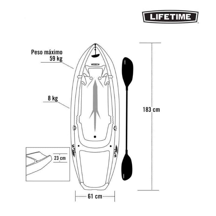 Lifetime 6ft Youth Kayak Wave with Paddle 183cm - Yellow - 1001918