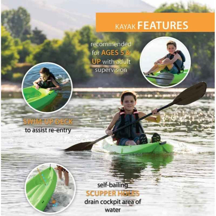 Lifetime 6ft Youth Kayak Wave with Paddle 183cm - Green - 1001919