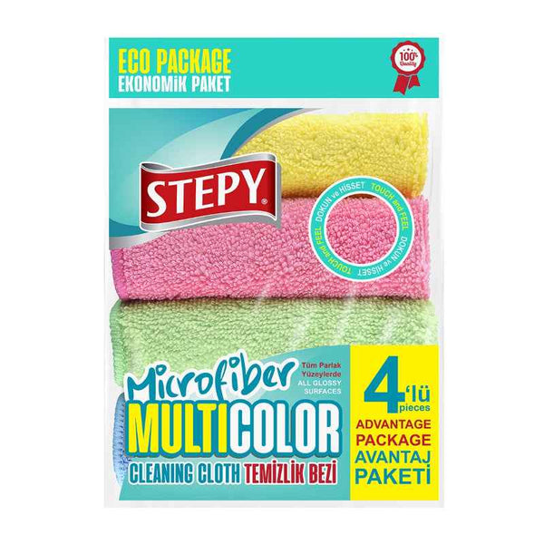 Stepy Microfiber Cleaning Cloth Multi Color 4 pcs Set 25 x 35 cm - 1003265