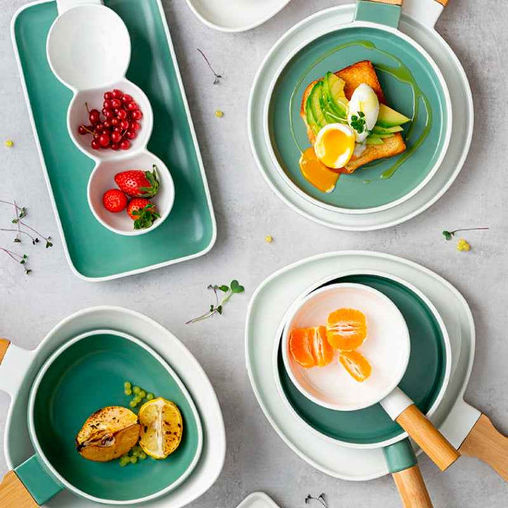 Nava Porcelain plate "Terrestrial" with bamboo handle 40cm - 1003409
