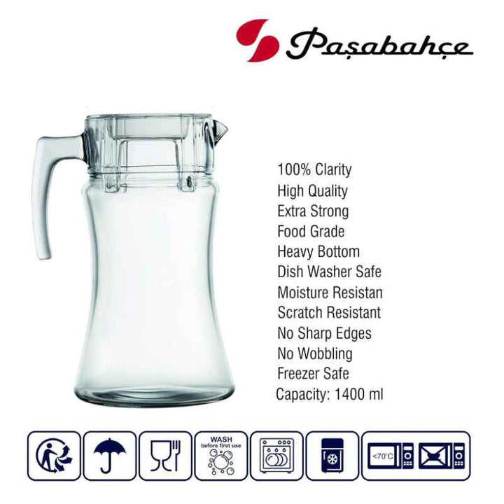 Pasabahce Azur Jug with Acrylic Lid 1400cc - 1003559