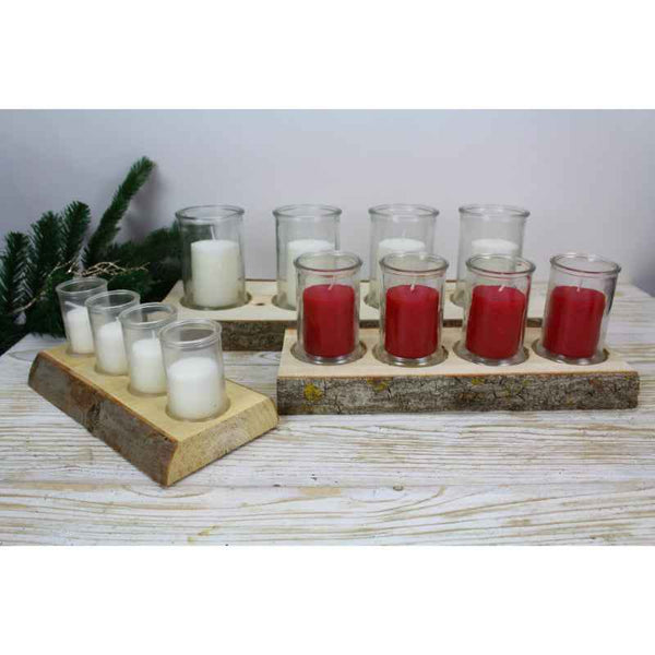Decorative Classic Advent Concept Wooden Plates with Glass & Candle Set of 4, 6x8.5 cm - 1003686