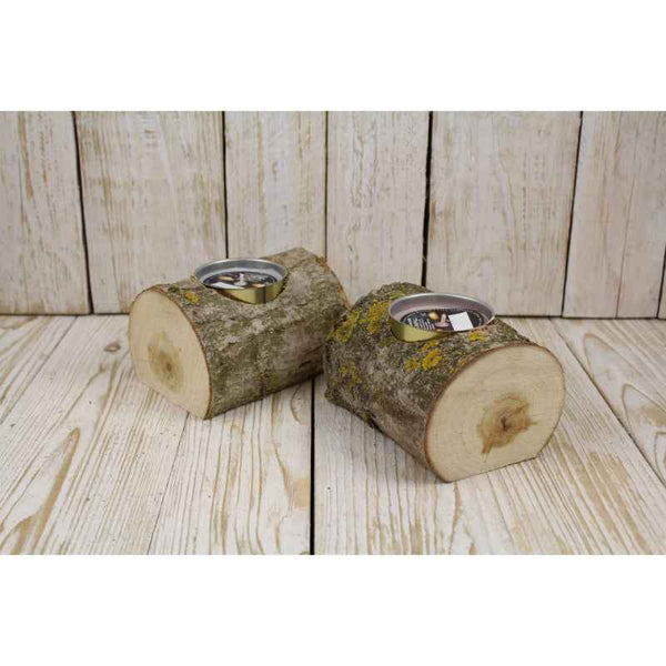 Wood Log Refill with Lemongrass Wax In White 10x4.5cm Tin Cup 12Hrs - 1003700
