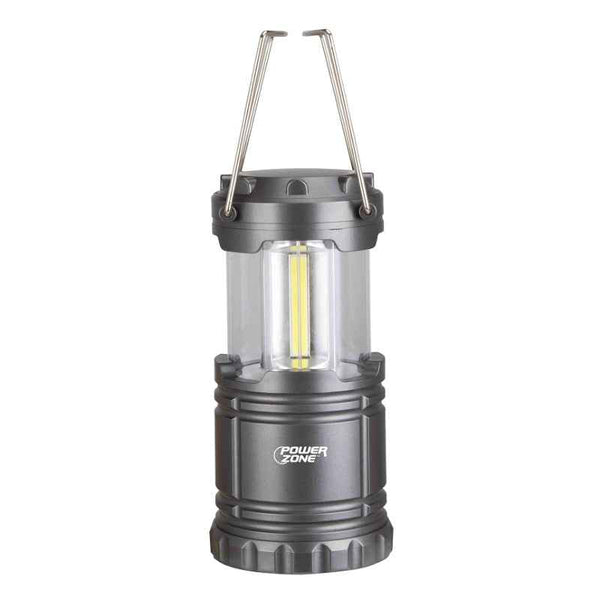 PowerZone Collapsible Camping Lantern, LED Lamp, White Light Silver - 1003848