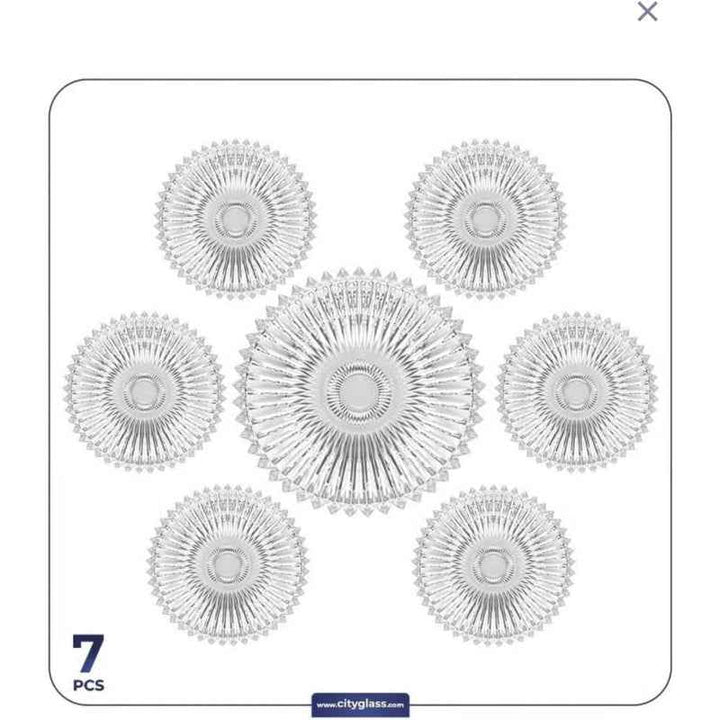 Brasilia Gateau Set Large Plate Without Stem 30 CM and 6pcs Small Plate 20 CM Tray Gift Box - 1004003