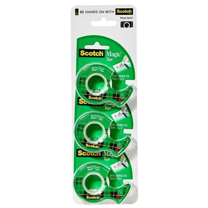 3M Scotch Magic Tape 3 Rolls on Handheld Dispenser 105 - Salman Stores