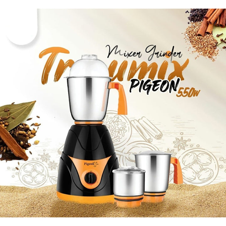 Pigeon Mixer Grinder Trumix 3 Jar 550 W 12013E - Salman Stores