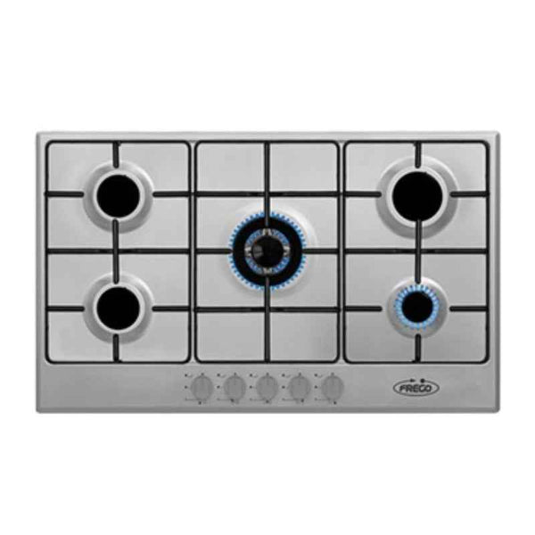 Frego Stainless Steel Control Panel Built-In Gas Hob, Knob Automatic Ignition 90x60cm FBI90SS5S
