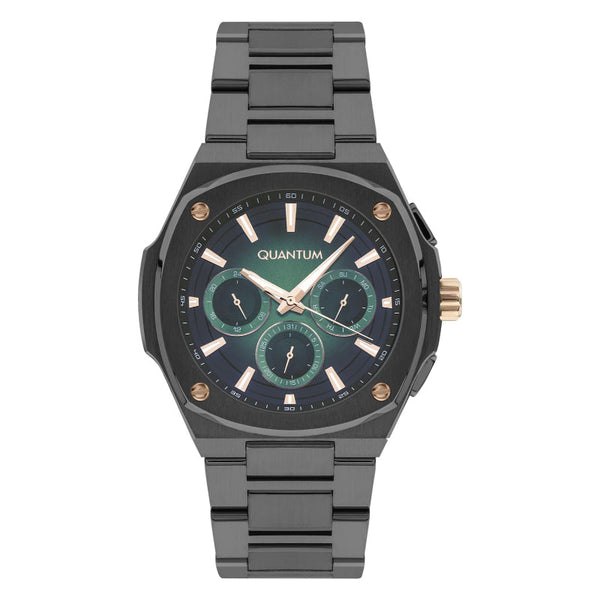 Quantum Men Black Stainless Steel Analog Green Dial Watch ADG1032070 - Salman Stores