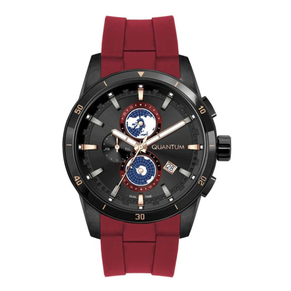 Quantum Men Maroon Silicone Analog Black Dial Watch ADG991668 - Salman Stores
