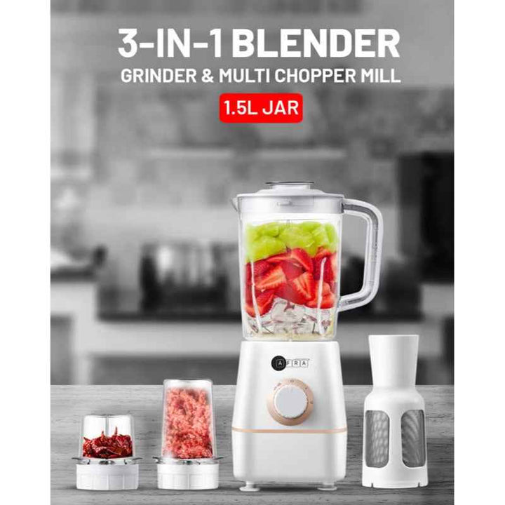 Afra 3 In 1 Blender 1.5 Liter 400W White AF-0400BLWT