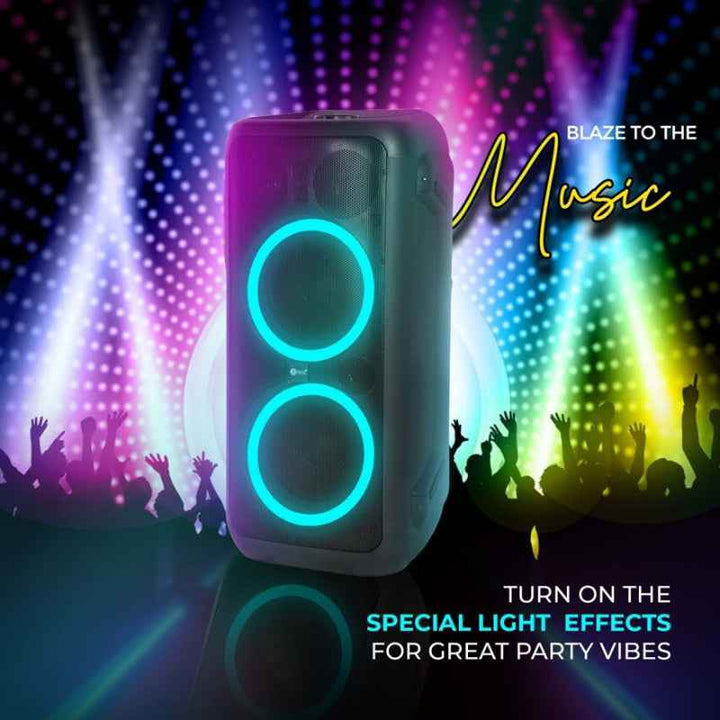Afra Party Speaker 100W with Karaoke Mic USB Charging 8 Inch Woofer Guitar Input AF-100PSBK