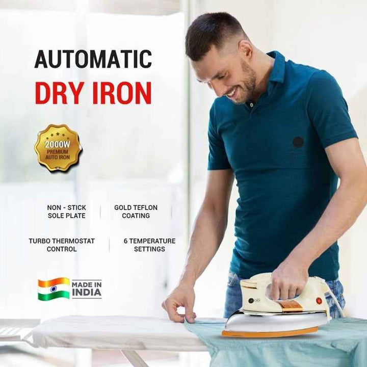 Afra Automatic Dry Iron 2kg Non-Stick 1000W White AF-2000DIWH