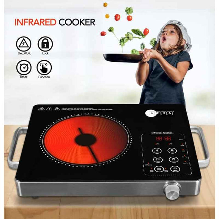 Afra Single Infrared Cooktop 2000W LED Display Child Lock Black AF-2000ICBK