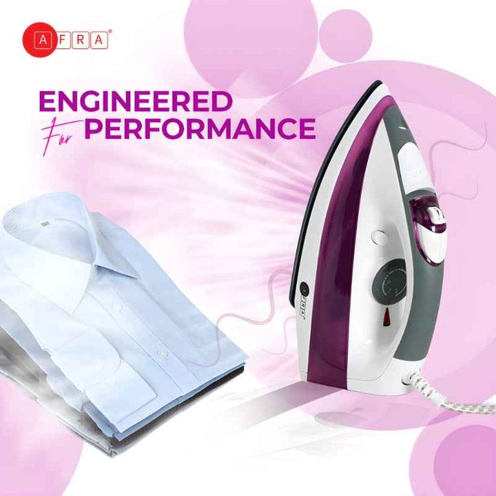 Afra Steam Iron 430 ml Ceramic Coated Soleplate 2200W Purple AF-2200IRWP