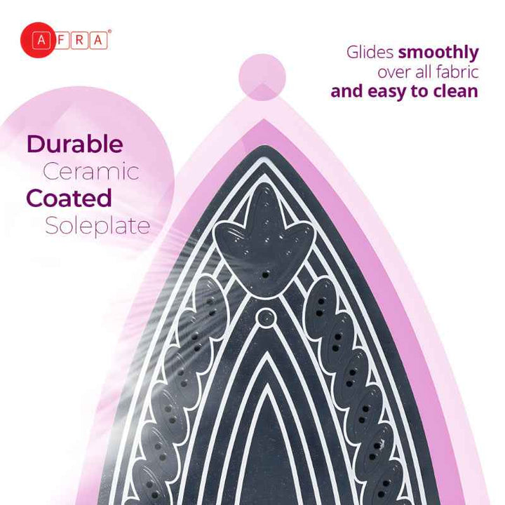 Afra Steam Iron 430 ml Ceramic Coated Soleplate 2200W Purple AF-2200IRWP