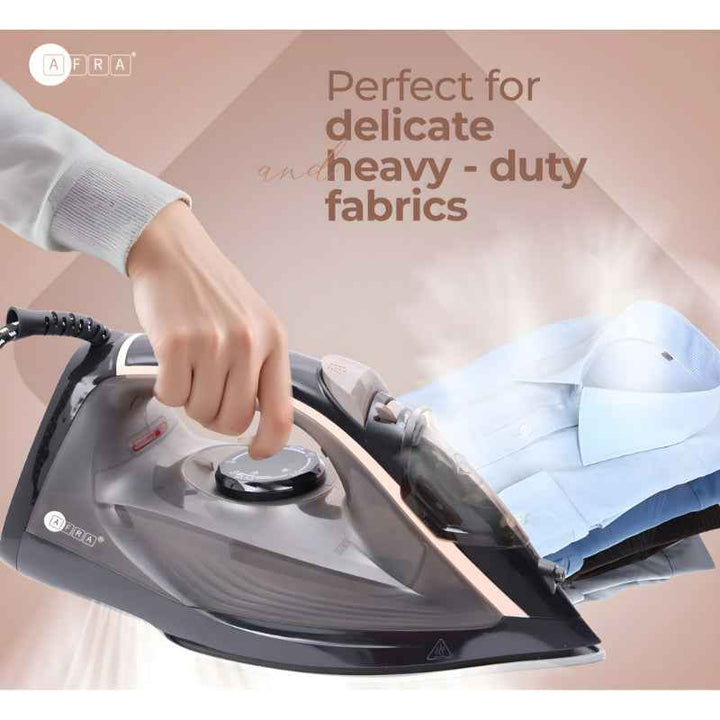 Afra Steam Iron 350 ml Ceramic Coated Soleplate 2600W Black AF-2600IRBG