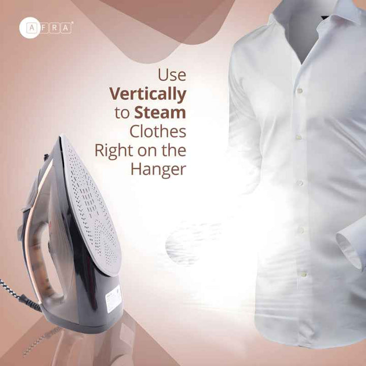 Afra Steam Iron 350 ml Ceramic Coated Soleplate 2600W Black AF-2600IRBG