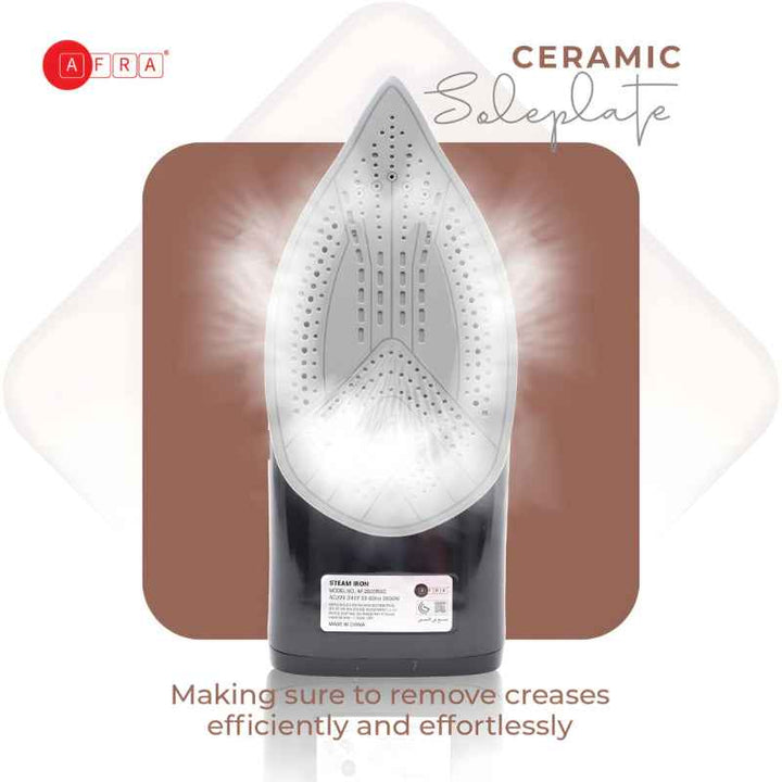 Afra Steam Iron 350 ml Ceramic Coated Soleplate 2600W Black AF-2600IRBG