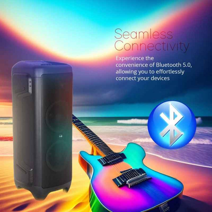 Afra Party Speaker 300W with Karaoke Mic USB Charging 10 Inch Woofer Guitar Input AF-300PSBK