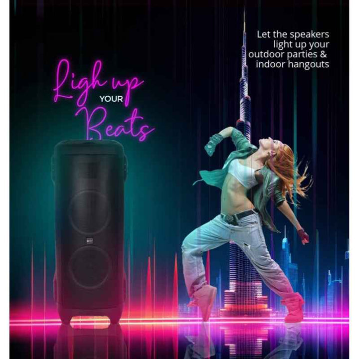 Afra Party Speaker 300W with Karaoke Mic USB Charging 10 Inch Woofer Guitar Input AF-300PSBK