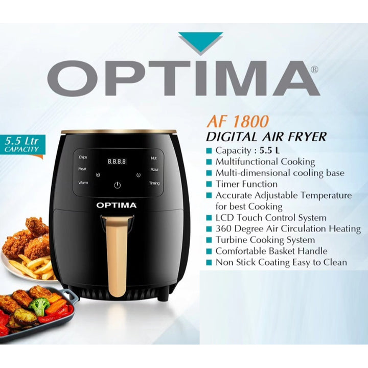 Optima Air Fryer 5.5 Liter 1400 W AF1800 Black - Salman Stores