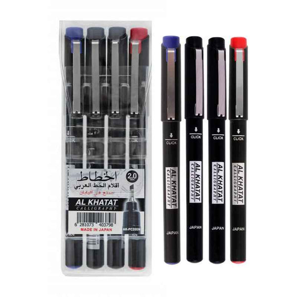 Al Khatat Calligraphy Pen 2.0 mm Line Width Set of 4 Colors AK-PC200N-04