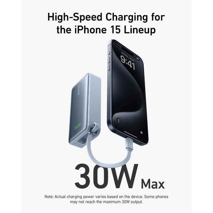 Anker Powercore Nano 10000mAh PD 30W Built-In USB-C Cable A Blue AN.A1657H21.WT