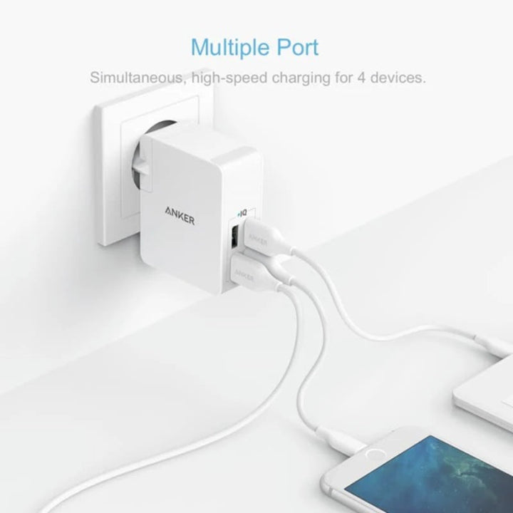 Anker Powerport 27W 4A USB Port White AN.A2042L21.WT - Salman Stores