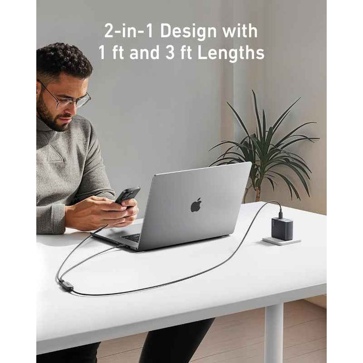 Anker 2-in-1 USB-C to USB-C Cable 4 ft, 140W Black AN.A8895H11.BK