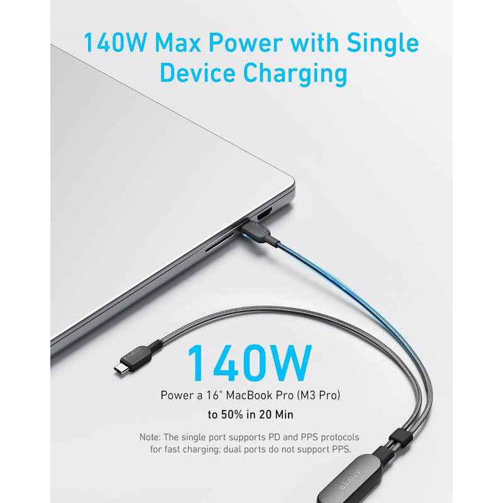 Anker 2-in-1 USB-C to USB-C Cable 4 ft, 140W Black AN.A8895H11.BK