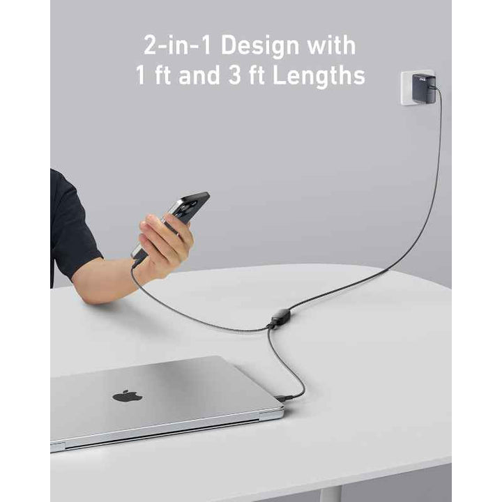 Anker 2-in-1 USB-C to USB-C Cable 4 ft, 140W Black AN.A8895H11.BK