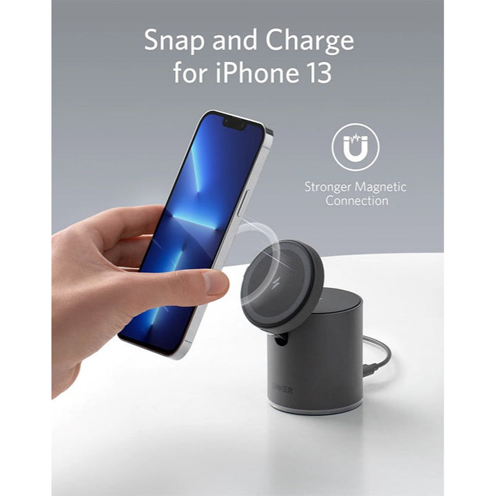 Anker 623 Magnetic Wireless Charger Maggo 2-In-1 With PD Charger Black AN.B2568211.BK - Salman Stores
