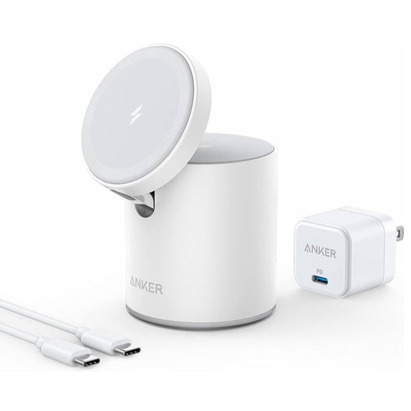Anker 623 Magnetic Wireless Charger Maggo 2-In-1 With PD Charger White AN.B2568221.WT - Salman Stores