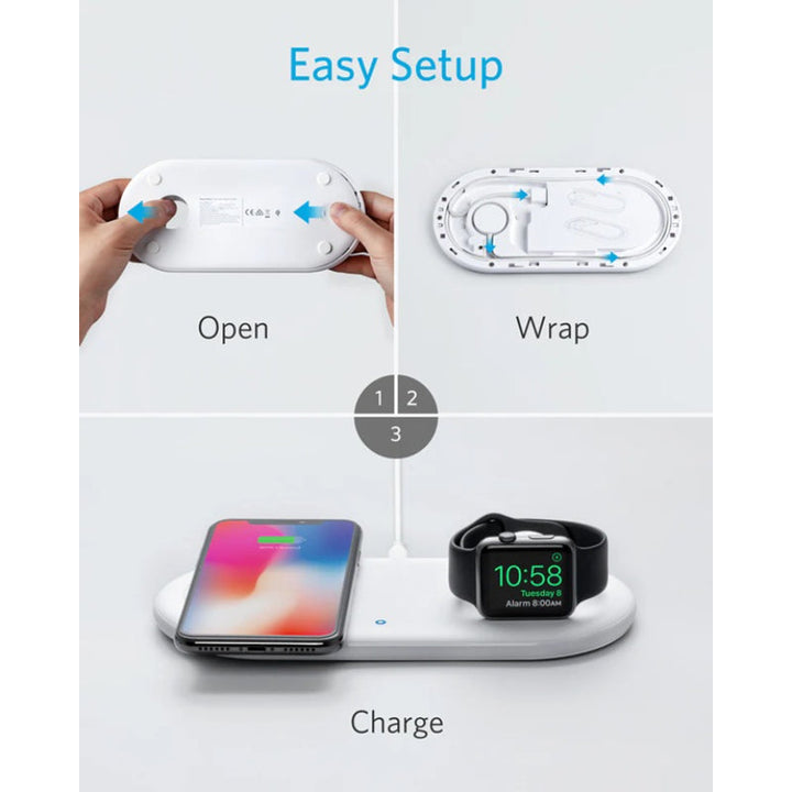Anker Powerwave+Pad with Watch Holder & Quick Charge 3 White AN.B2570K21.BK - Salman Stores
