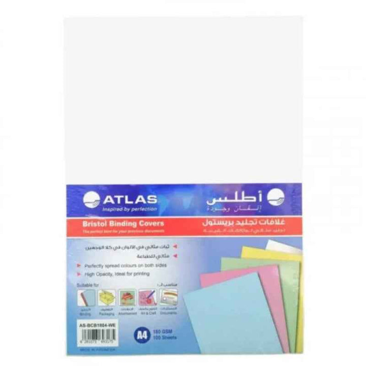 Atlas Book Cover Bristol A4 Pack of 100 White AS-BCB1804-WE