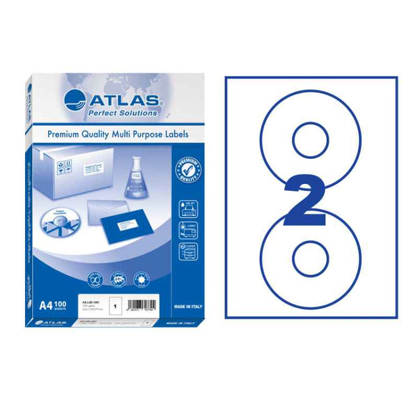 Atlas CD Lbl 2/114 Pack of 100 Sheets AS-LSE-1202