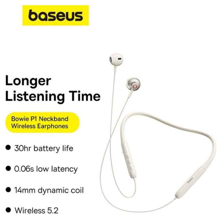 Baseus Neckband Bowie P1 In-Ear Stereo Bluetooth White BA.A00025800223-Z1.WT