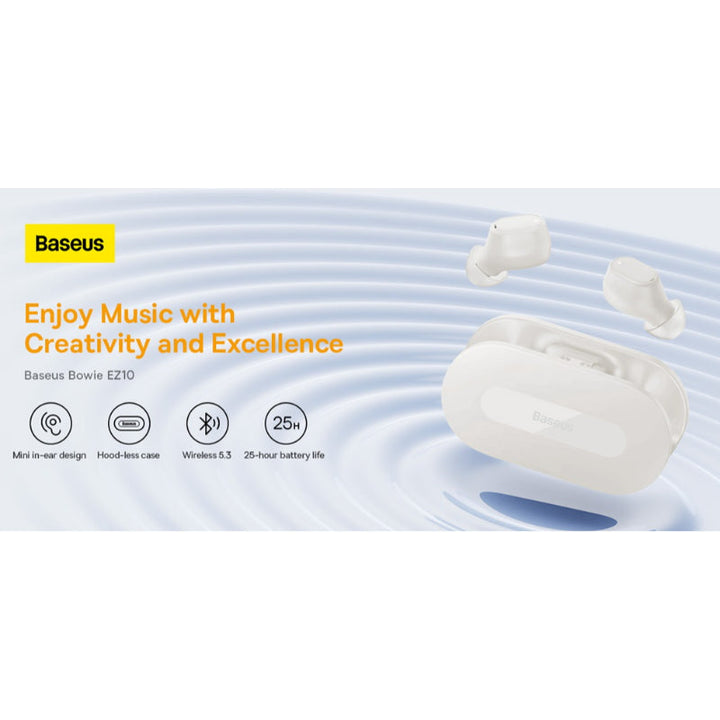 Baseus TWS Bowie EZ10 Bluetooth 5.3 Earbuds White BA.A00054300226-Z1.WT - Salman Stores