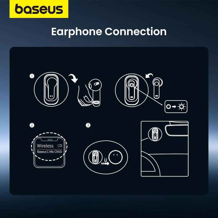 Baseus C-Mic CM10 Smart Unilateral Wireless Earphone for Car Moon White BA.A00054700211-00.WT