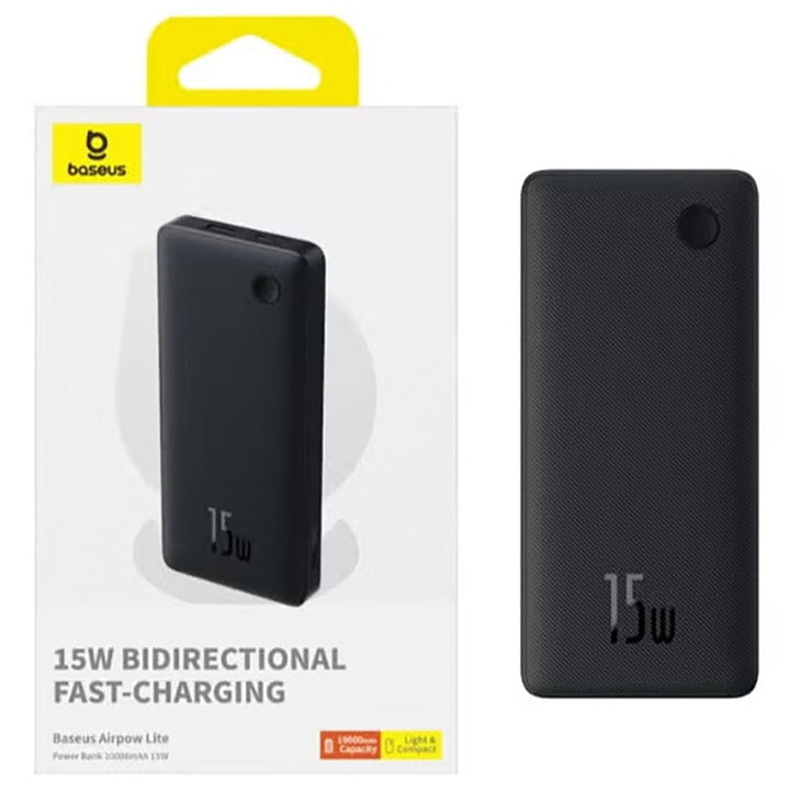 Baseus Powerbank AirPow Lite 10000mAh 15W Black BA.P10067500123-00.BK - Salman Stores