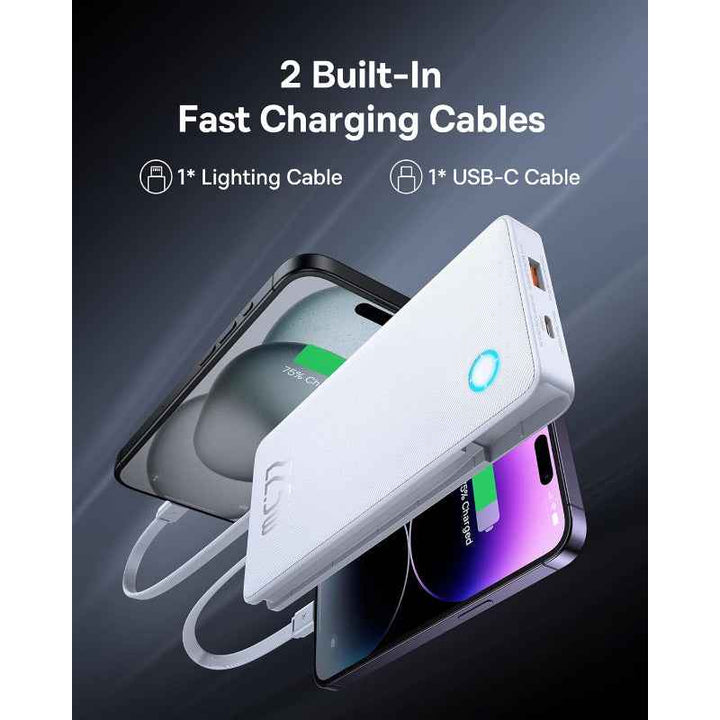 Baseus Airpow Lite Power Bank 10000mAh 22.5W Dual-Cable Moon White BA.P10067501213-00.WT