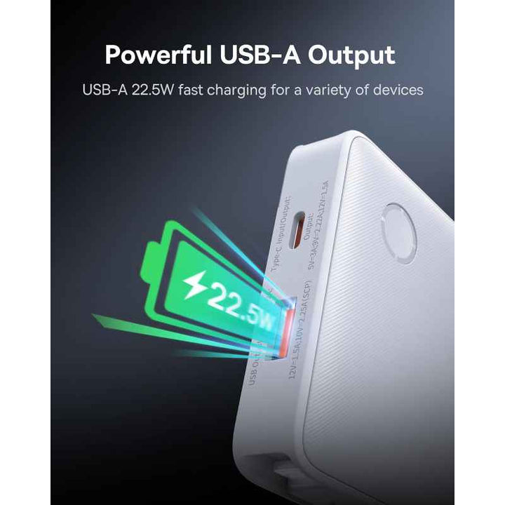 Baseus Airpow Lite Power Bank 10000mAh 22.5W Dual-Cable Moon White BA.P10067501213-00.WT