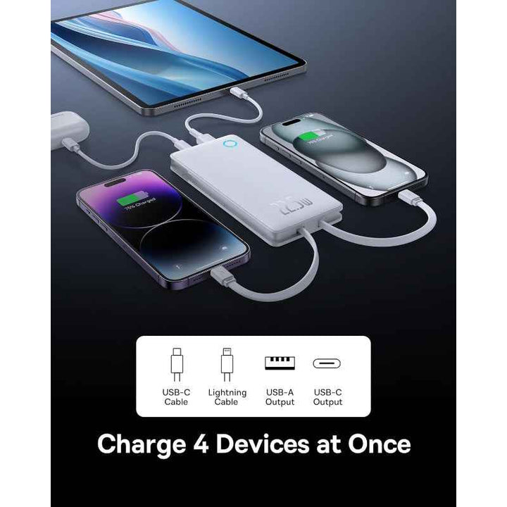 Baseus Airpow Lite Power Bank 10000mAh 22.5W Dual-Cable Moon White BA.P10067501213-00.WT