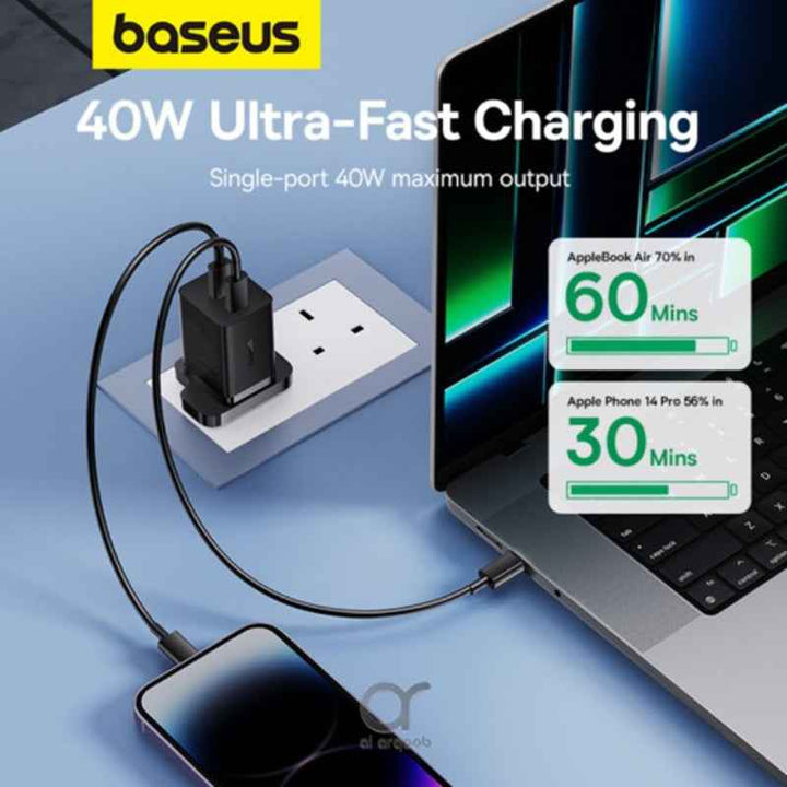 Baseus Gan5 Pro Fast Charger C-C 40W Uk+1M Cable C  Cluster Black BA.P10110827113-00.BK
