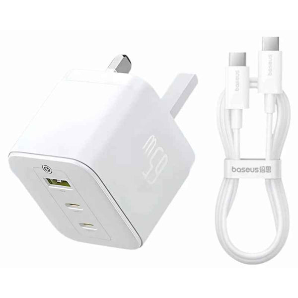 Baseus Palm Fast Charger 2C-U 65W UK  +1M Cable C Moon White BA.P1011160D213-01.WT